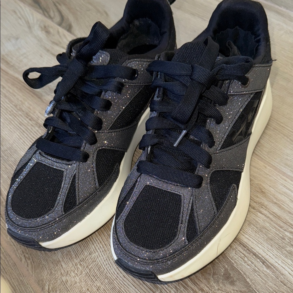DKNY Black and Gray Glitter Sneakers